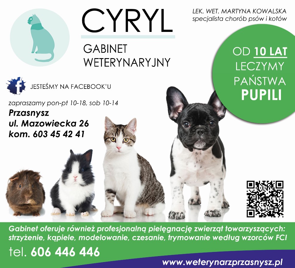 Gabinet Weterynaryjny CYRYL lek. wet. Martyna Kowalska - gabinet weterynaryjny PRZASNYSZ lecznica zwierząt PRZASNYSZ